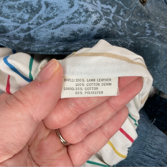 Vintage 90s TWZ Jacket & Pant set lamb Leather and Denim - Picture 9 of 10